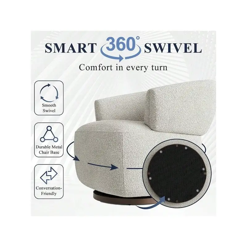 Fully Assembled Upholstered Swivel Barrel Chair