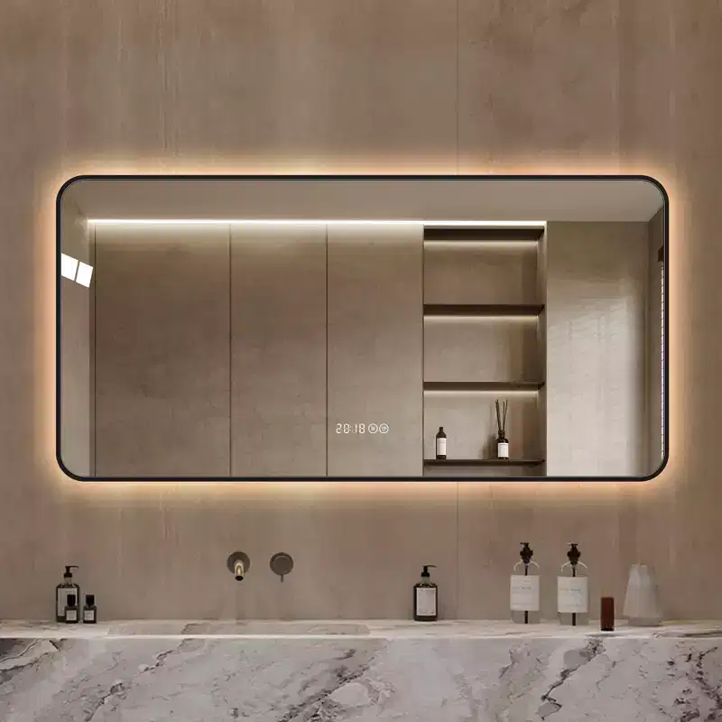 GDFStudio Mirae 48 Modern Anti-Fog LED Bathroom Mirror with Rounded Corners & Adjustable Light Modes