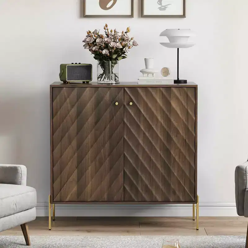 Mid-Century Modern Sideboard Storage Cabinet for Living Room & Kitchen, Brown