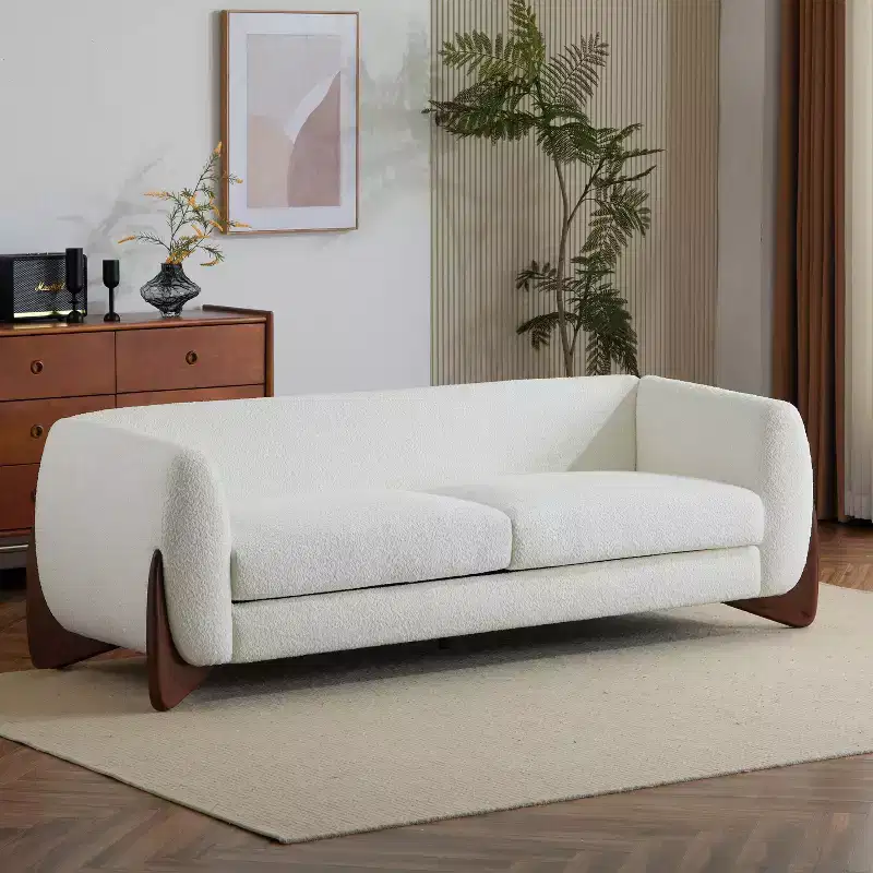 Christopher Knight Home Mia 82.75" Boucle Fabric 3 Seater Sofa Beige