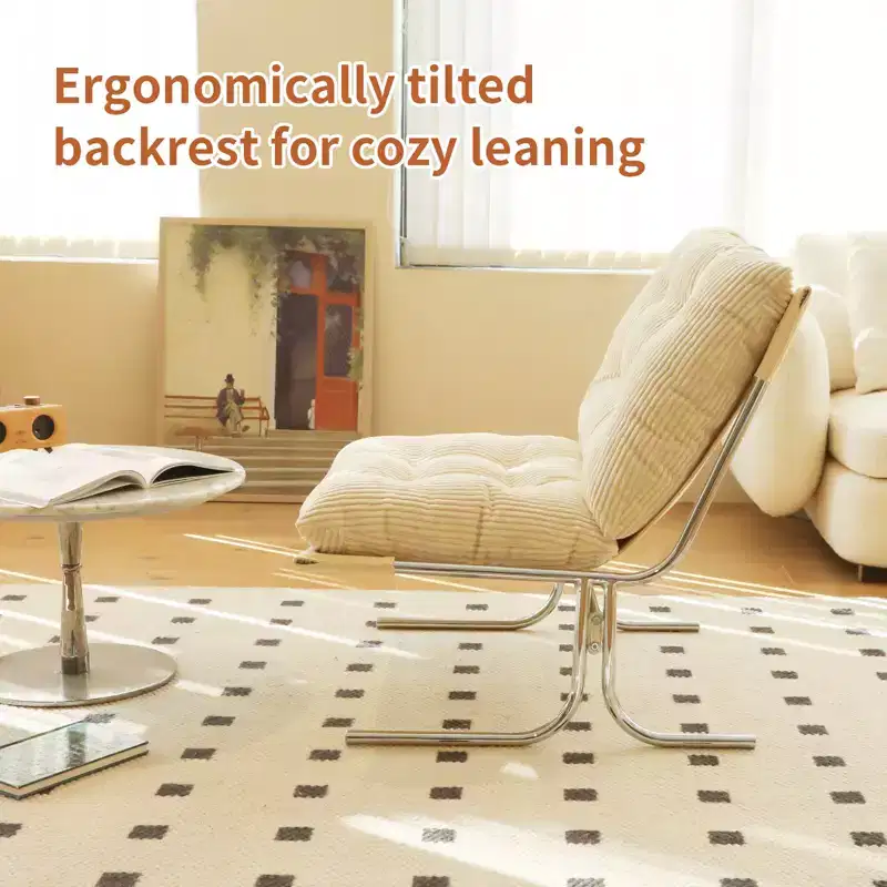 Modern Oversized Upholstered Accent Chair with Metal Frame, 350 lb Capacity, Armless