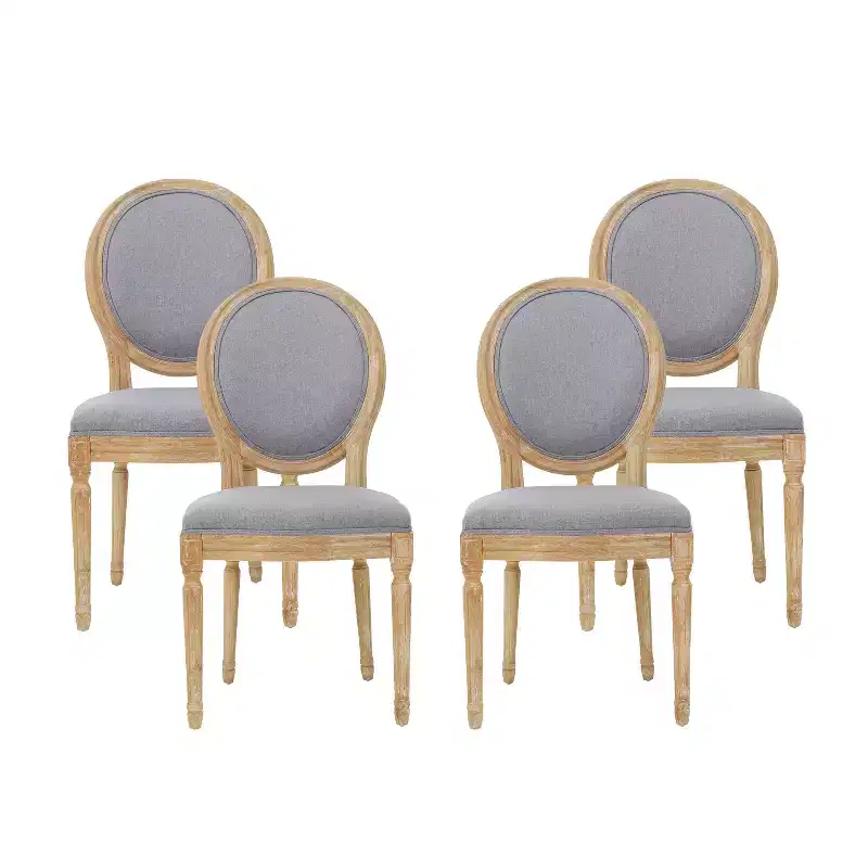 GDFStudio Newman Traditional Upholstered Rubberwood Dining Chairs (Set of 4)