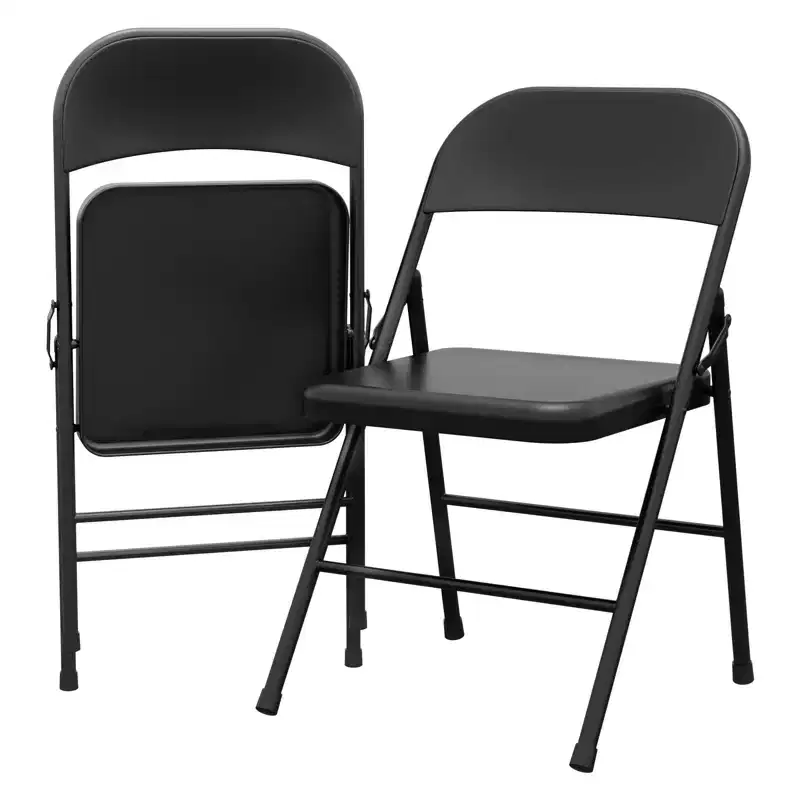 Metal Folding Chairs 2 Pack, Double Hinged Steel Frame Easy Foldable & Stackable for Office Kitchen Dinning Wedding Patio and Garden