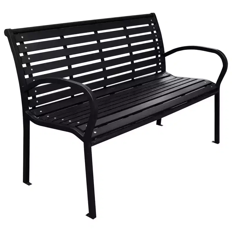 Garden Bench Black WPC (Wood Plastic Composite), Steel 116 cm wide