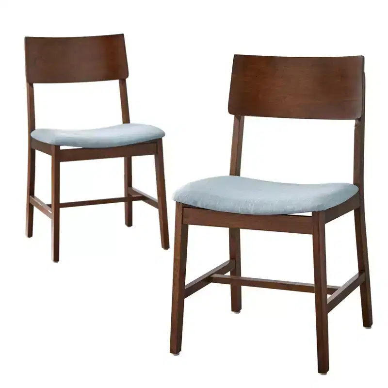 Buylateral Set of 2 Tiara Dining Chair Walnut/Light Blue
