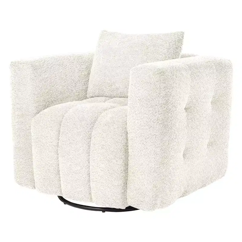 Hyleory Wooden Frame Swivel Chair with Soft Fabric Upholstery, 360 Rotation, Comfortable Ergonomic Design for Living Room and Office Seating