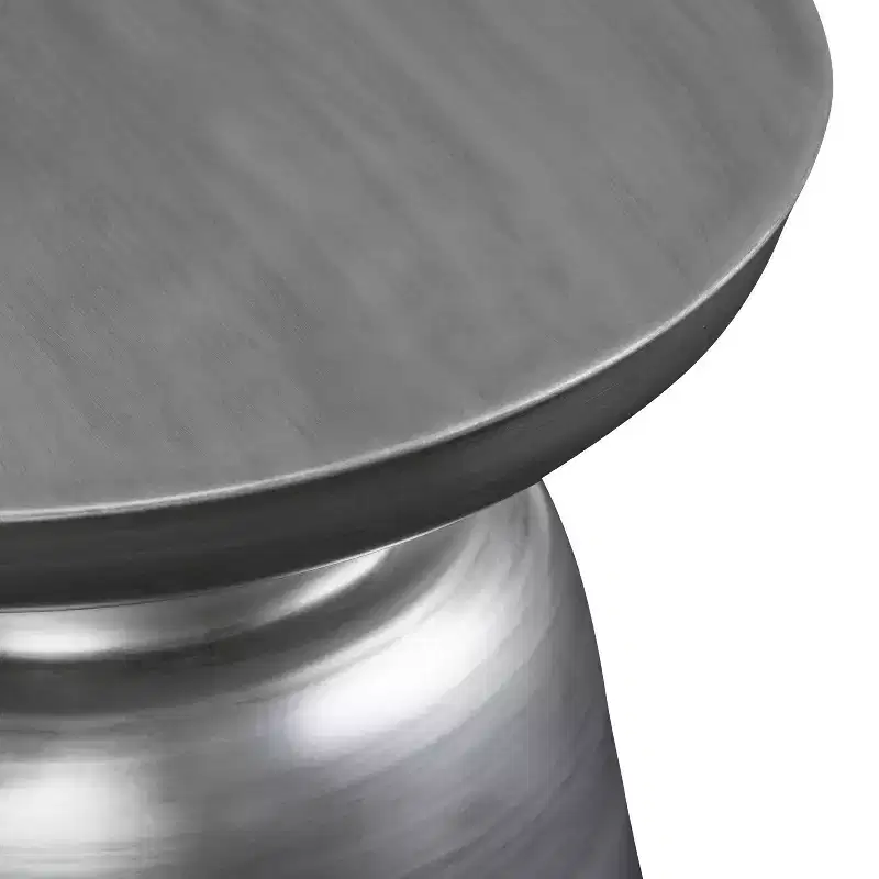 Round Metal Accent Side Table – Silver / Gold / Antique Copper / Gold-Black Ombré – 1 Piece