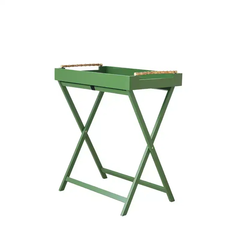 Bamboo-Handled Folding Tray Table, Green