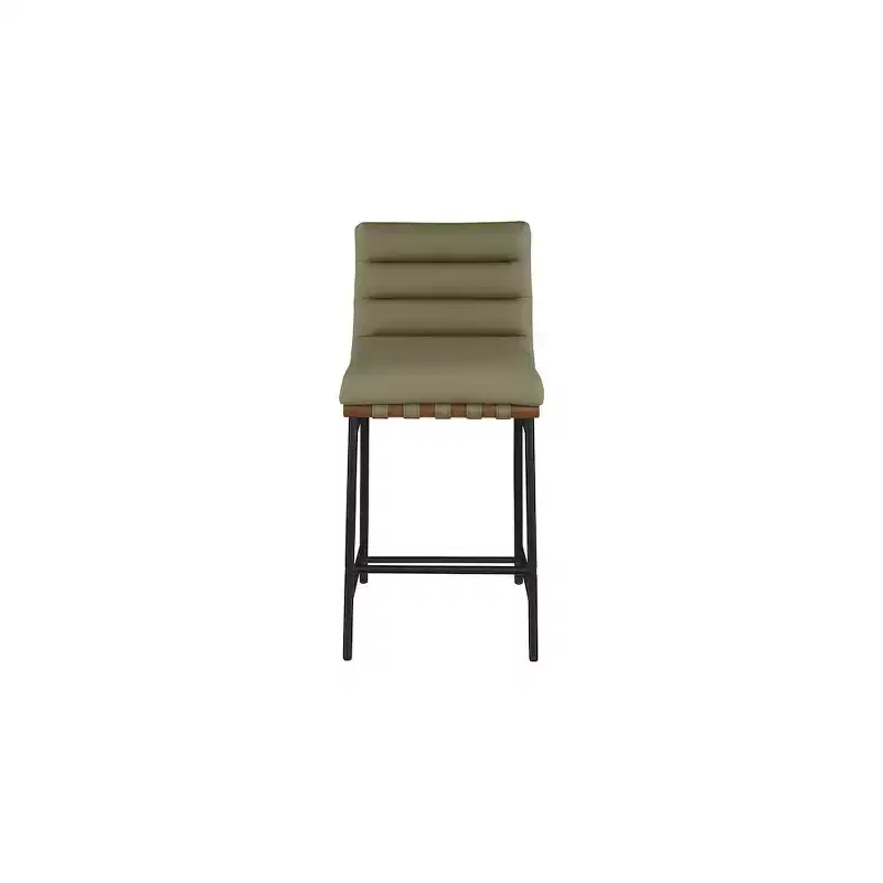 Green Vegan Leather Counter Stool