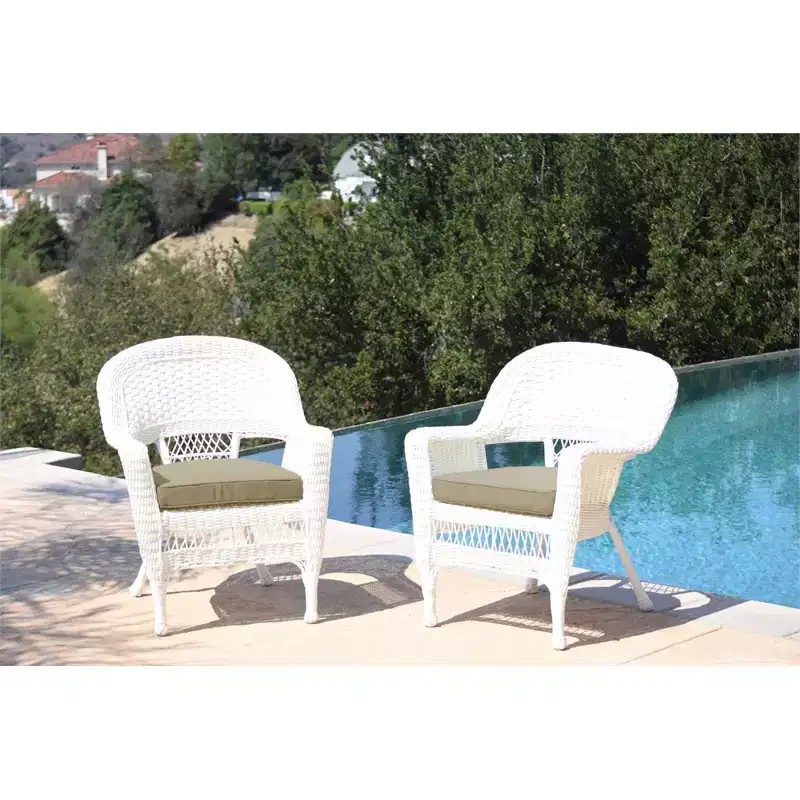HomeStock Zen Zone Chair Set of 2, Durable Resin Wicker, Weather-Resistant with Cushions