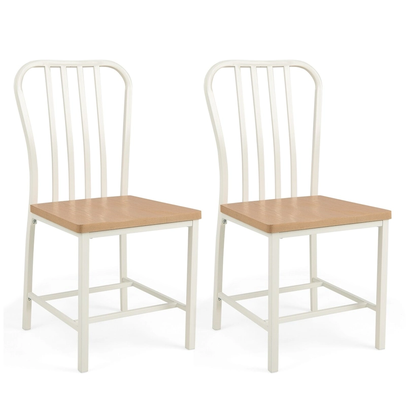 Armless Spindle Back Dining Chair Set of 2 with Ergonomic Seat-Black - 22 x 18 x 37