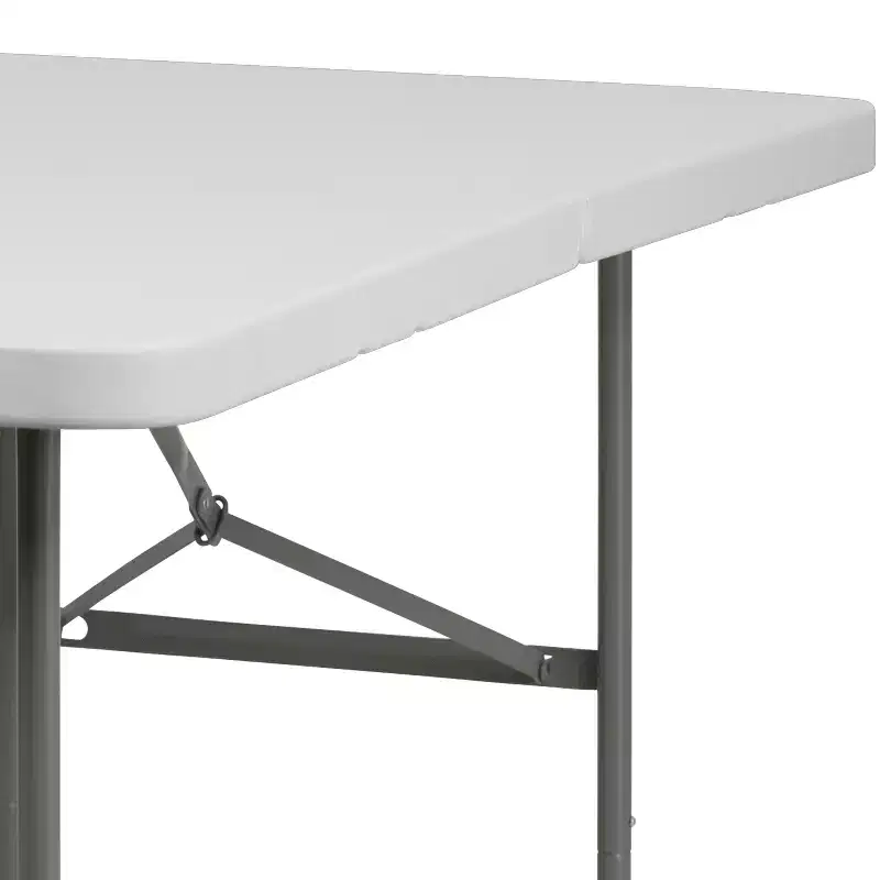 Emma and Oliver 5-Foot Bi-Fold Granite White Plastic Folding Table with Handle - Event Table
