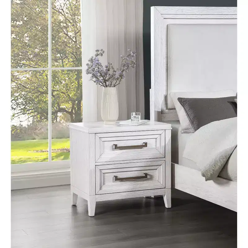 Marielle 2-drawer Nightstand Bedside Table Distressed White