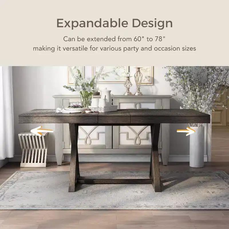 78" Rawlins Extendable Dining Table with Trestle Base - HOMES: Inside + Out