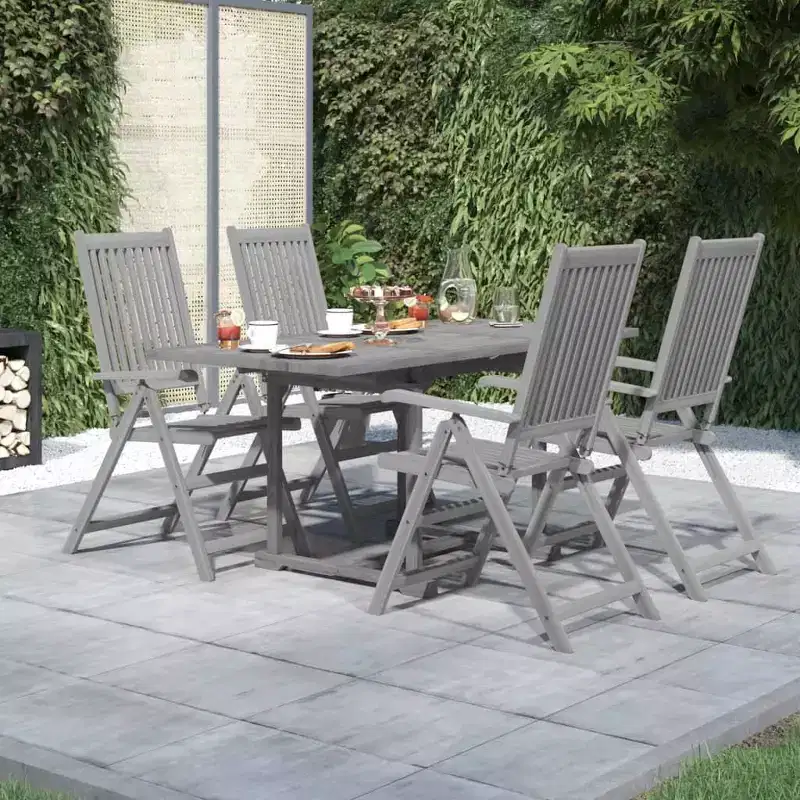 vidaXL Garden Dining Set Grey Solid Acacia wood Standard Extendable