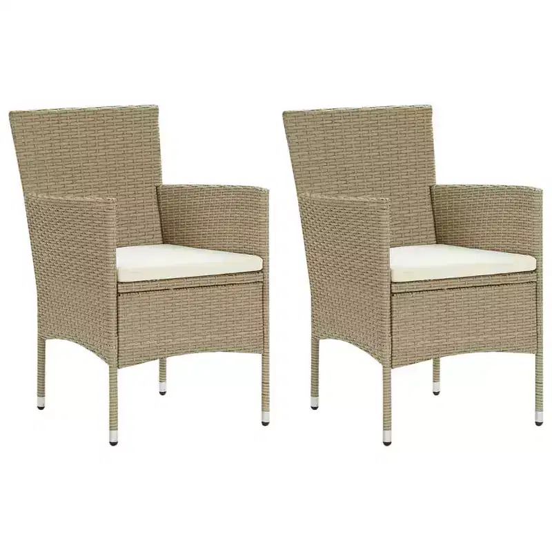 vidaXL Rattan Chair Set of 2 Poly Rattan and Steel