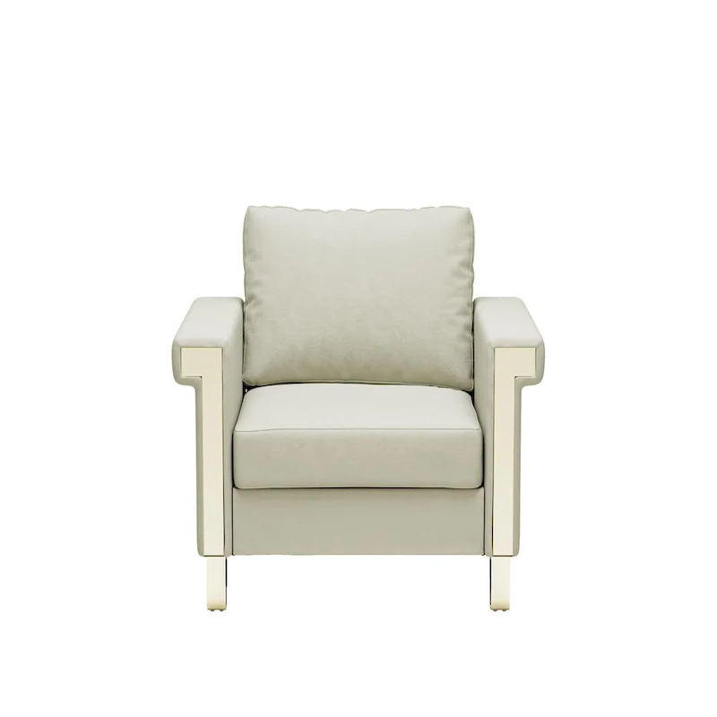Velvet Accent Chair with Removable Cushions and Metal Legs
