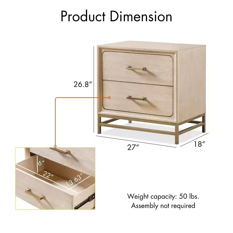 HOMES: Inside + Out 3pc Neovesi Wood 2 Nightstand and Dresser Set Boho Oak