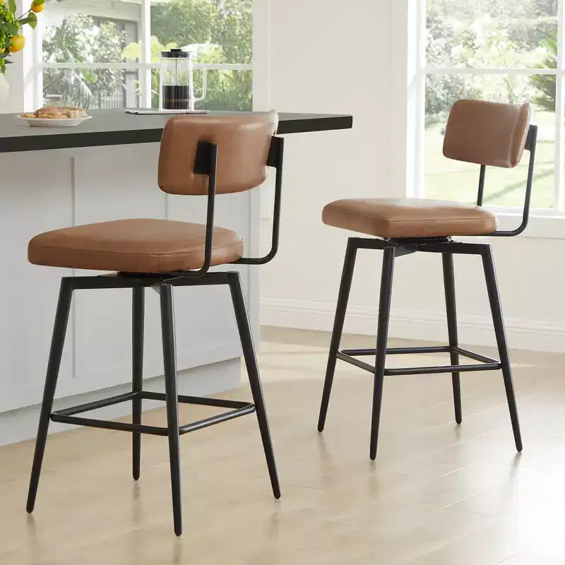 Swivel Counter Height Bar Stool Chairs with Metal Frame Set of 2