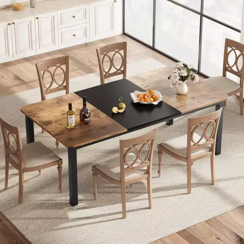 COZONY 78.7 Large Rectangular Dining Table for 6-8, Industrial Wood Kitchen Table with Sturdy Metal Frame for Dining Room, Restaurant (No Chairs)