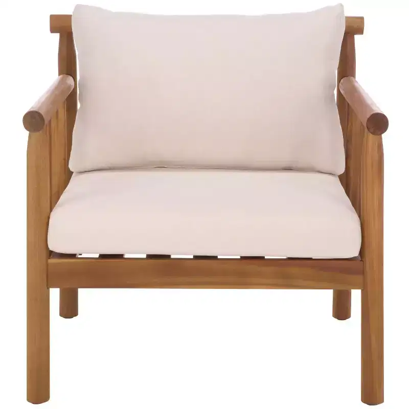 Cardori Side Chair Indoor/Outdoor (Set of 2) - PAT6807 - Teak Brown/Cream - Safavieh