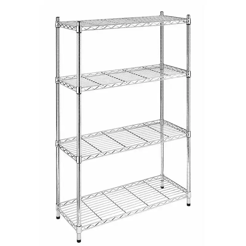 4-Tire Steel Rack Metal Shelf Adjustable Unit Garage Kitchen Storage,Chrome
