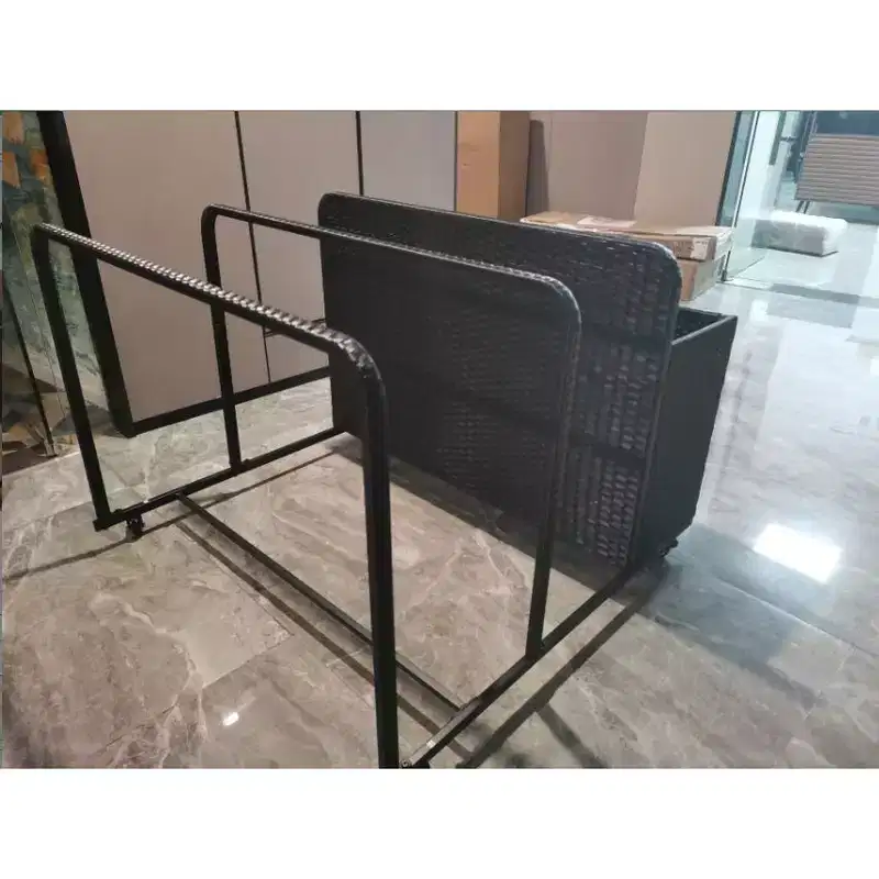 Iron Pipe + Rattan XH101 Rolling Storage Ottoman,