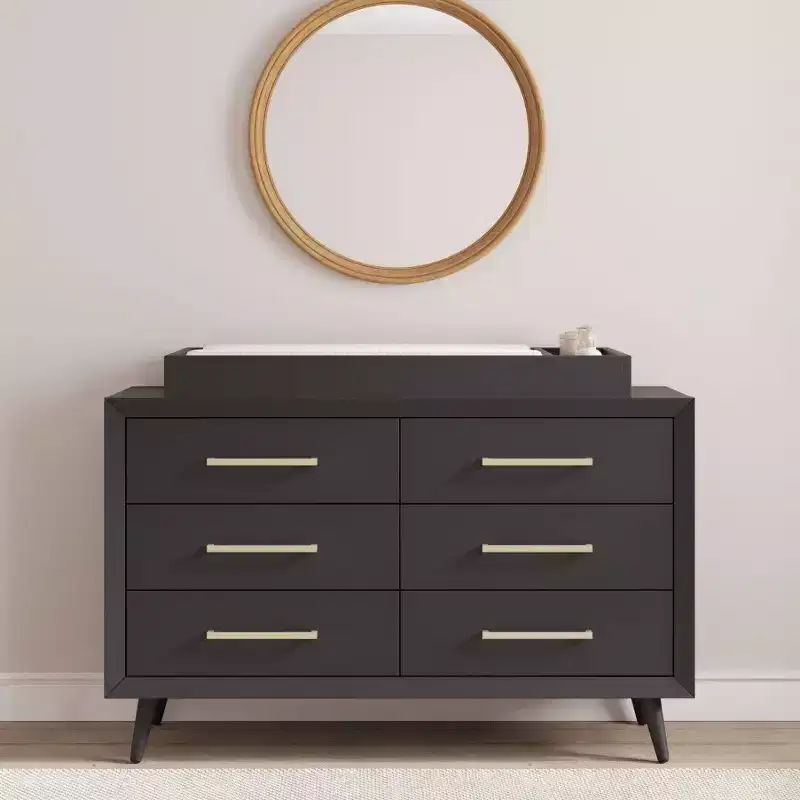 6-Drawer Double Dresser for Nursery or Bedroom, Anti-Tip Kit Included, Non-Toxic Baby Safe Finish