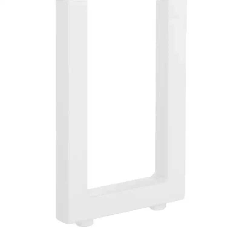 Square End Table – Brown Veneer Top / White Iron Frame, 1-Piece