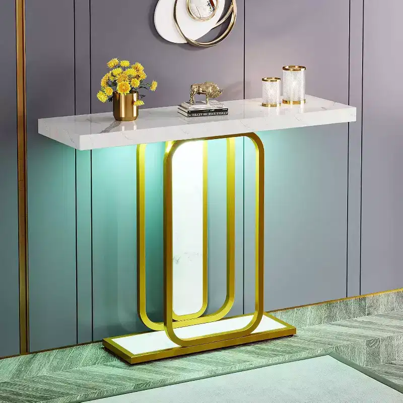 LITTLE TREE Modern Console Table White/Gold