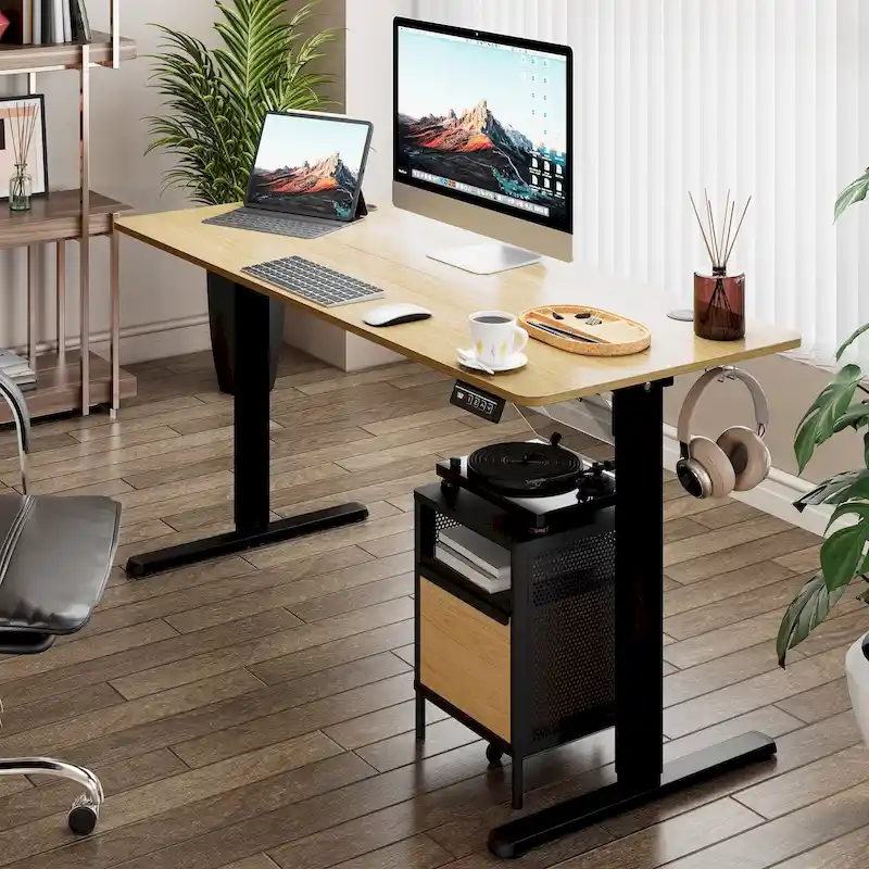 Futzca Height Adjustable Electric Standing Desk Sit Stand Computer Stand up Desk with Splice Board