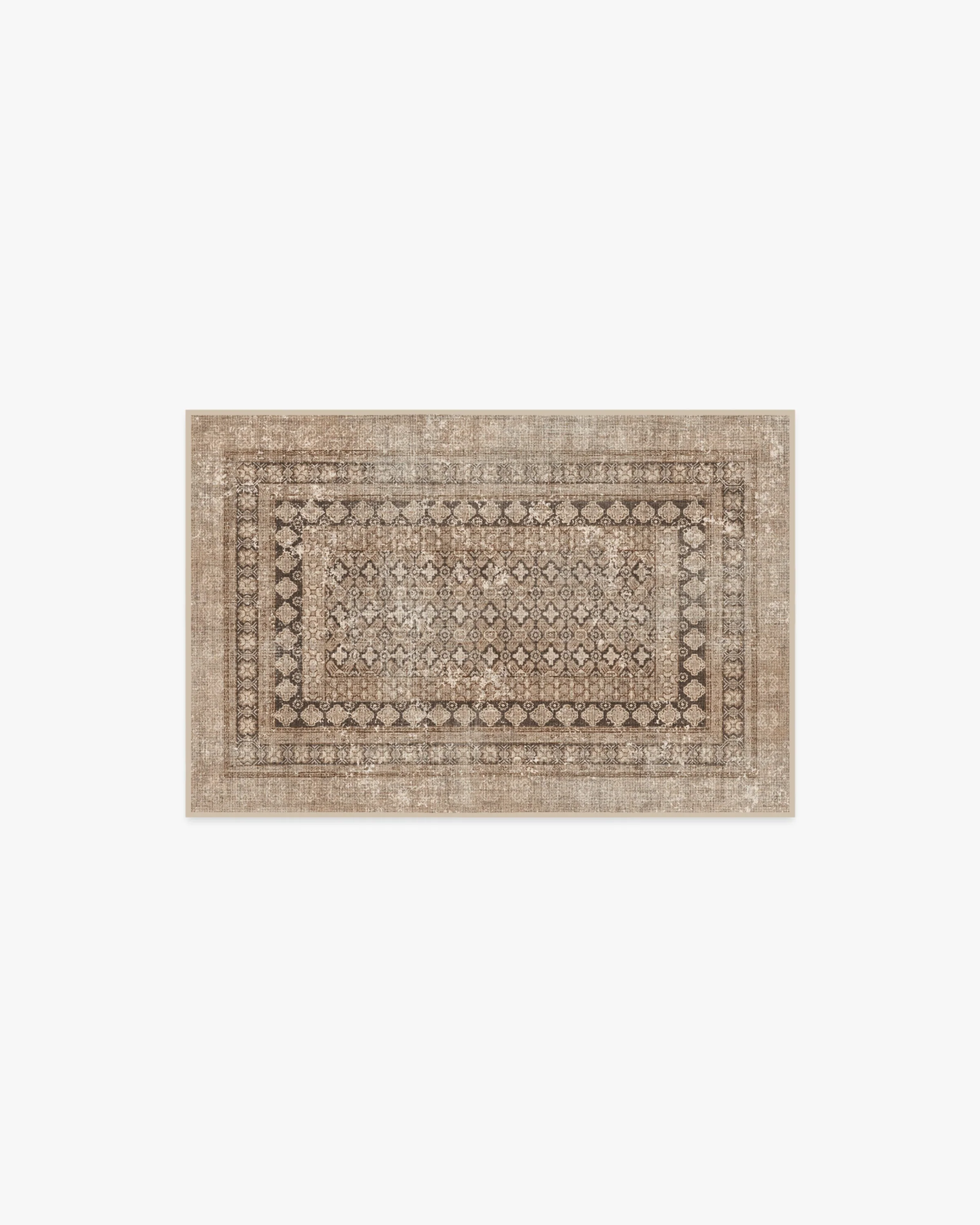 European Vintage Flatwoven Rug with Washable Rose Gold Cafe-Inspired Distressed Design for Living Room & Bedroom
