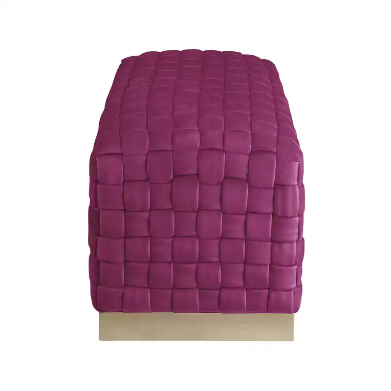 Nicole Miller Satine Velvet Hand Woven Bench with Base