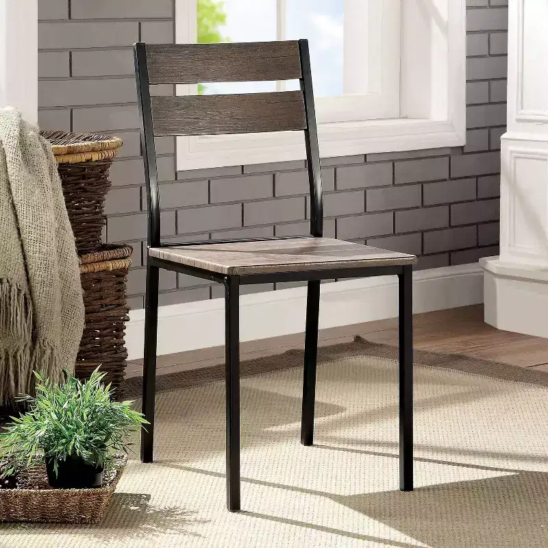 Set of 2 Metal Dining Chair Antique Brown