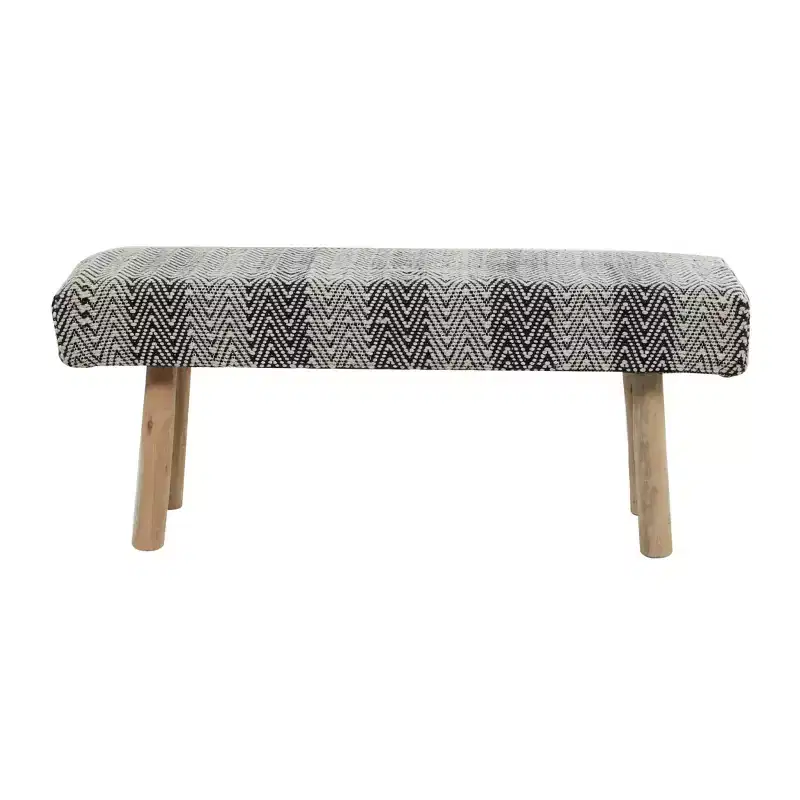 Bohemian Wood Cotton Upholstered Bench - Olivia & May