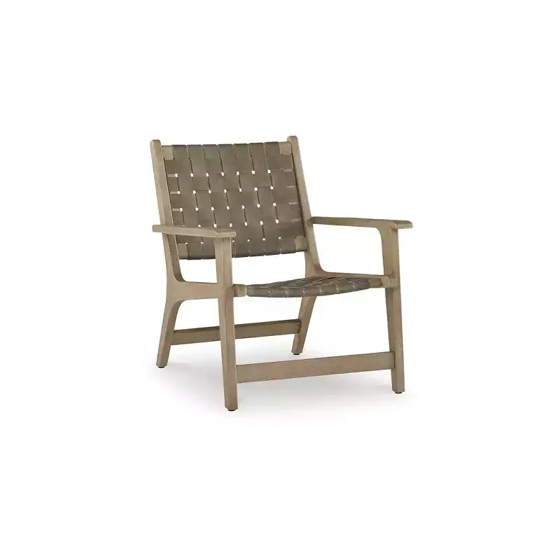 Jameset Leather Weave Accent Chair, Taupe