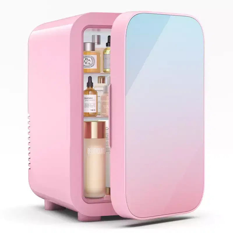 Morfone 6L Pink Mini Fridge 110V AC/12V DC Home & Car Use Dual Temperature Control For Skincare Products Snacks and Beverages