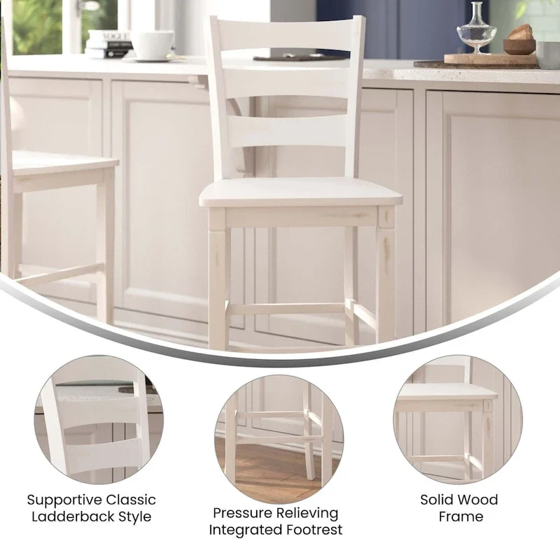 Commercial Grade Wooden Bar Height Stool, Set of 2