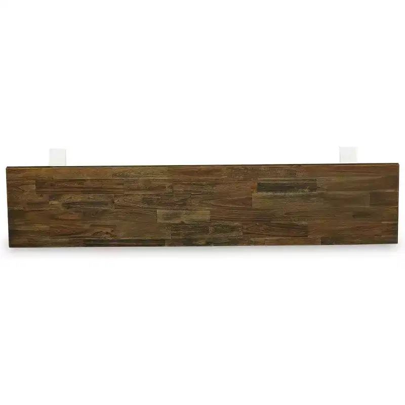 HomeStock Modern Dining Room Bench with Wooden Seat, 72x15x18 Inch, White/Espresso