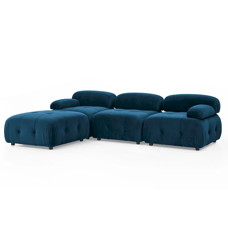 Blue 93 Modular L-Shaped 4-Seat Sectional Sofa with Reversible Ottoman