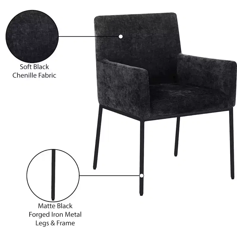 Meridian Furniture,Reeves Chenille Fabric Dining Chair, Set of 2