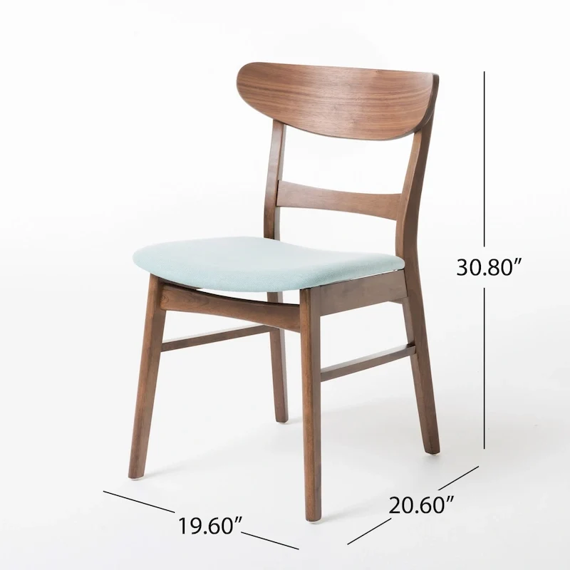 Mid-Century Modern Upholstered Rubberwood Dining Chair (Set of 2)