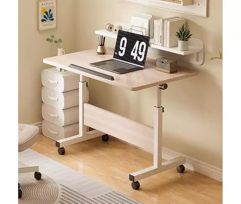 Small Standing Desk, Adjustable Height Desktop, Foldable Stand Up Desk with Wheels Mobile Computer Table, Sit Stand up Desk, for Small Spaces