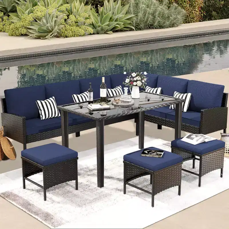 CLIHOME 7-piece Outdoor Furniture Set Patio Conversation Set Small Space Patio Furniture