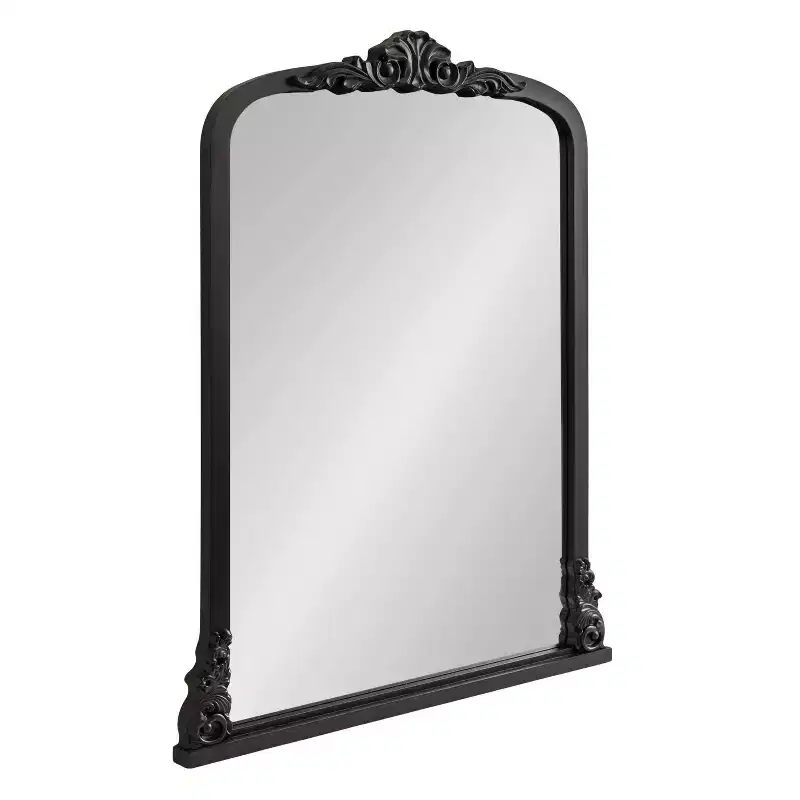 Kate & Laurel All Things Decor 28"x35" Barberry Arch Mirror MDF Black