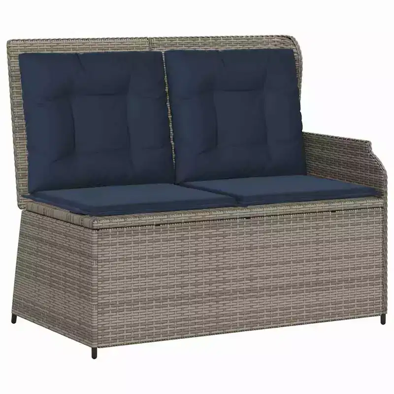 vidaXL Garden Bench with Cushion and Red Poly Rattan