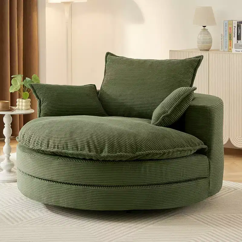 360 Swivel Barrel Chair with Dual-Layer Cushion Design