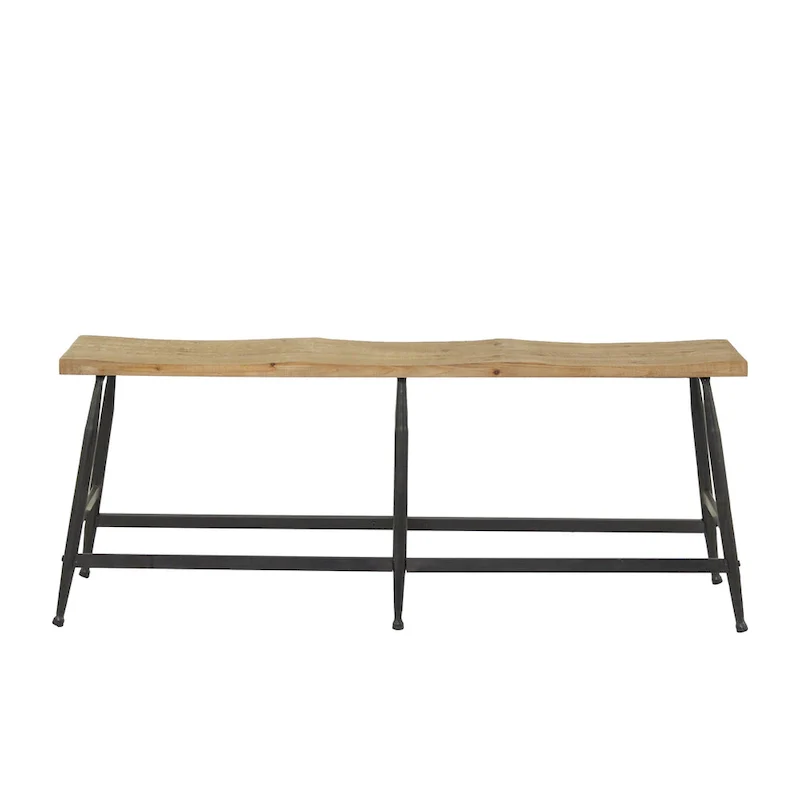 Metal Slim Home Bench - Brown