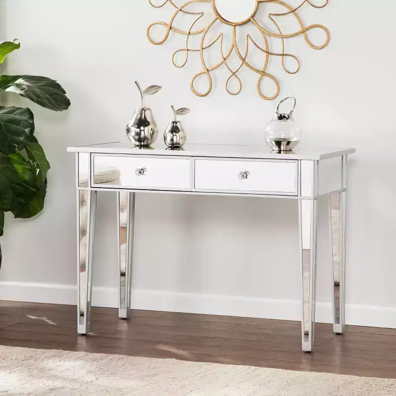 Mirage Mirrored 2-Drawer Console Table - Silver - SEI