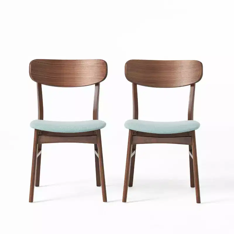 Christopher Knight Home Lucious Modern Upholstered Dining Chairs (Set of 2), Mint/Walnut